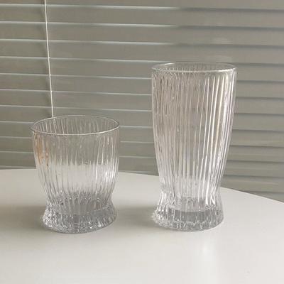 Verre à vin en verre de 295 ml/375 ml, petite taille, pour le bureau et la maison, avec motif rayé, pour le lait et le thé