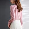 Troloman Women's Long-Sleeve Ribbon Tie Blouse