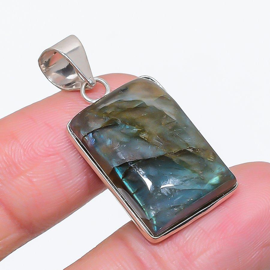 

Natural Labradorite Gemstone 925 Sterling Silver Jewelry Pendant 1.38 p8O06