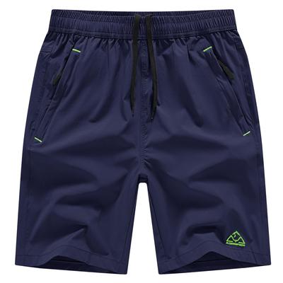 Gopune Men's Running Shorts, Quick-Dry Sweat-Wicking Sports Half Pants with Zipper Pockets, for Soccer Tennis Marathon Hiking (Navy, L)