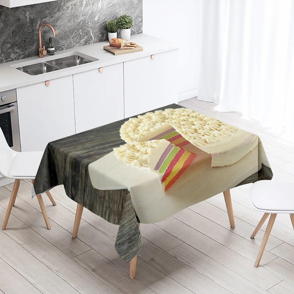 Delicious Cake Printed Tablecloth Restaurant Table Decoration and  Stain Resistant Rectangular  Home Decor