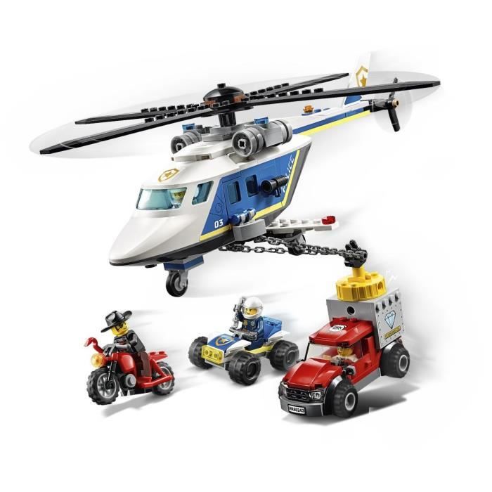 LEGO® City 60243 L'Arrestation en Hélicoptère, Jouet, Moto et Camion, Minifigurine Policier