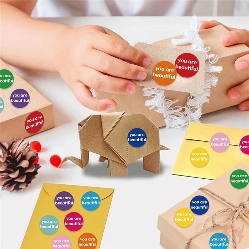 500Pcs/Roll Colorful Labels. You Are Beautiful Kids Rewards Stickers - DIY Scrapbooks Album Decor Sealing Label Decals