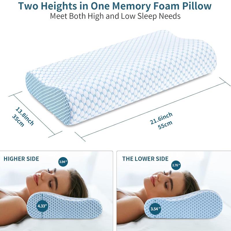 

1 шт. Подушка из пены с памятью с охлаждающим эффектом, 2 в 1 Эргономичная ортопедическая шейная подушка для боли в шее, подушка для поддержки сна, подушка для шеи