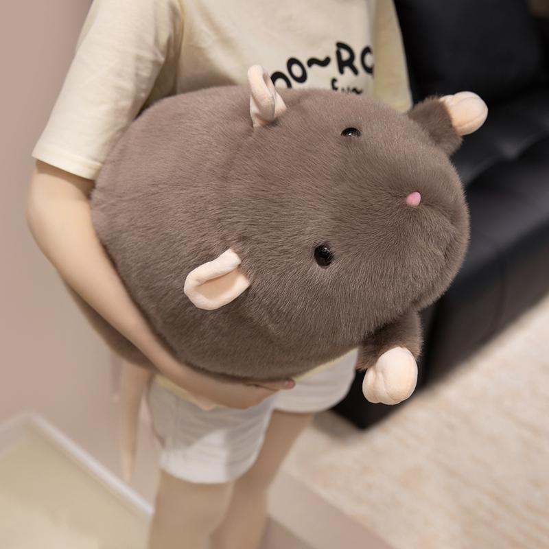 50/95cm Cartoon Round Mouse Plush Doll Pillow Grey Brown White Black Long Tail Mouse Stuffed Animal Home Decor Gift For Kids
