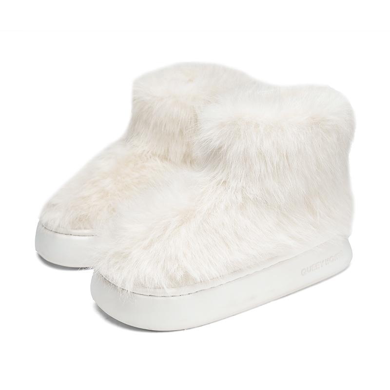 

Теплая зимняя хлопковая обувь, женские теплые меховые домашние тапочки, нескользящие плюшевые тапочки из ЭВА, домашние тапочки для пар с толстой подошвой, шлепанцы 42-43 белый