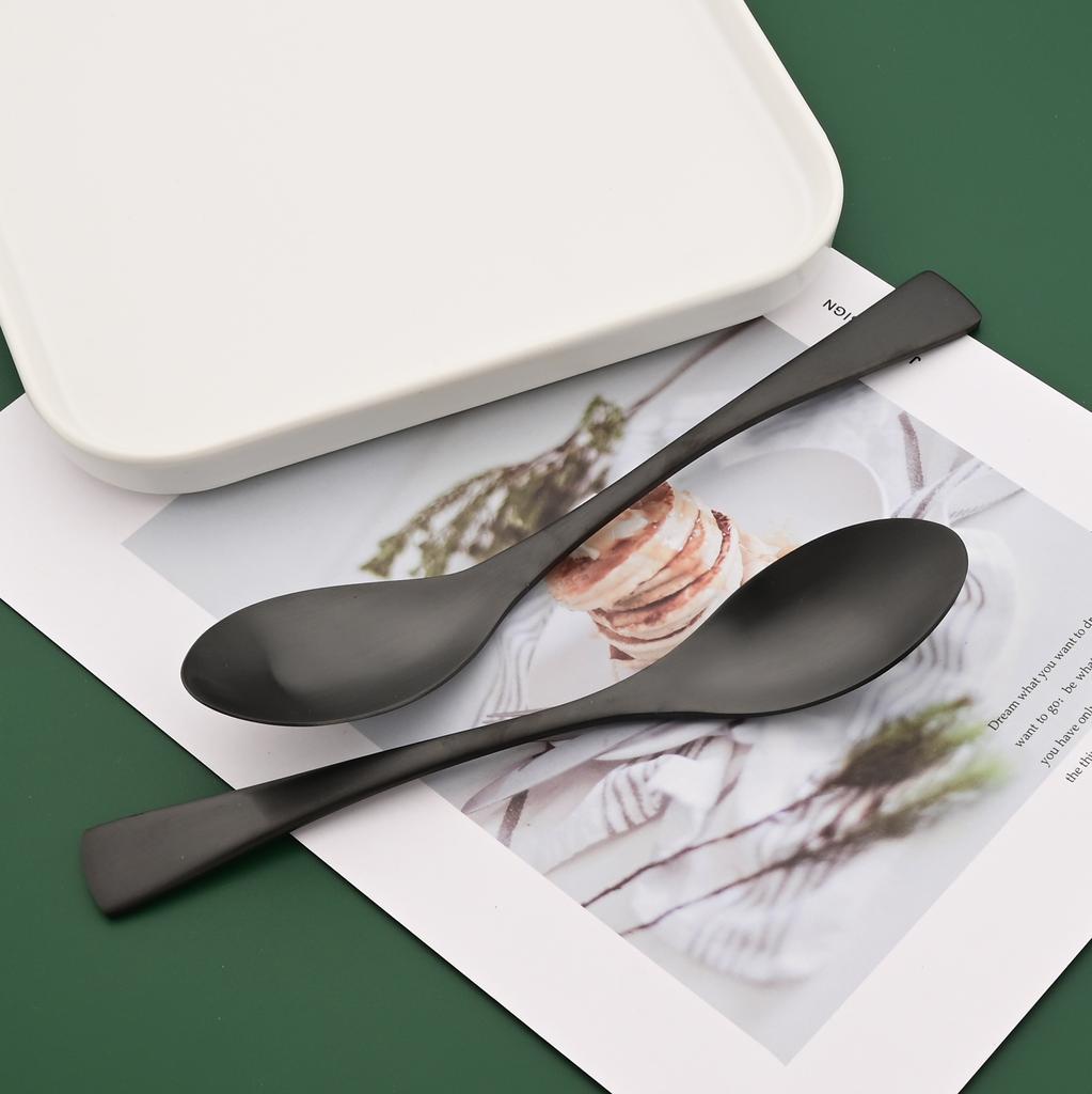 5PCS Service for 1 Matte Black Dinnerware Cutlery Set with Steak Knife Family Eating Utensils 18/10 Stainless Steel Flatware Silverware