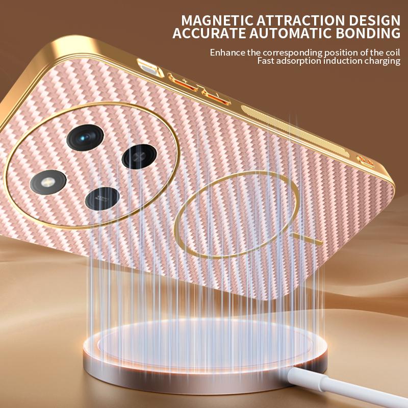 Pro Honor X9b 5G/Magic6 Lite 5G Pouzdro na telefon Texturované z uhlíkových vláken Elektroplátované TPU Zadní kryt