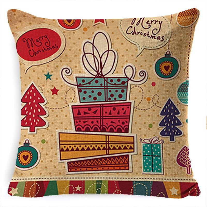 Pillow Cushion Cover Linen Santa Claus Pillow Cover Linen Material