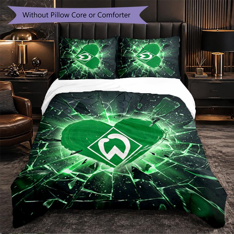 Werder Bremen Football 3 Piece Bedding Set Soft Duvet Cover Set with Pillowcases Printed Bedroom Decor Set for Home