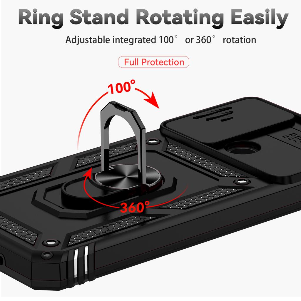 For Xiaomi Redmi 10A Redmi 9C Armor Phone Case Camera Lens Protection Metal Ring Stand Shockproof Case