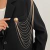 Multi-layer Imitation Pearl Chain Jewelry Gift Suit Lapel Pin Double Round Buckle Pin Women