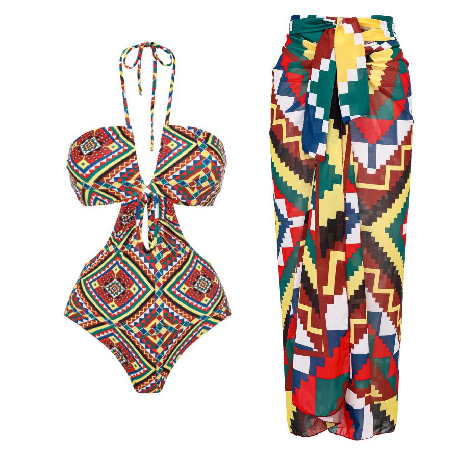 2025 European & American Chic Swimwear Set: Sexy One-Piece & Two-Piece with Slimming Chiffon Skirt