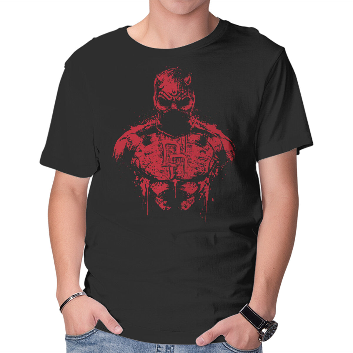 Unisex Crew Neck T-Shirt The Man Without Fear Graphic Short Sleeve Casual Tee XXL