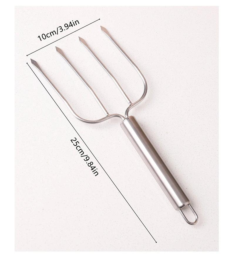 Stainless Steel Four Needle Turkey Fork Lamb Leg Skewer Barbecue Fork Steak Fork BBQ Outdoor Barbecue Tool