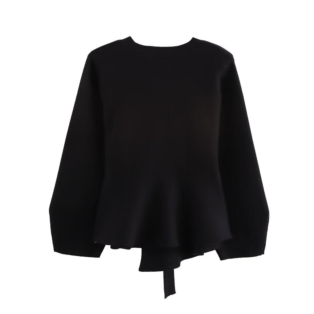 Høst ny dameklær Europeisk og amerikansk stil Fransk stil med belte skulderputer strikket blazer