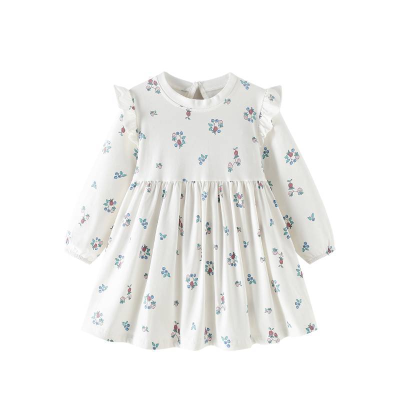 Girls Long Sleeve Cotton Princess Dress For Winter And Fall With Cartoon Animal Pattern