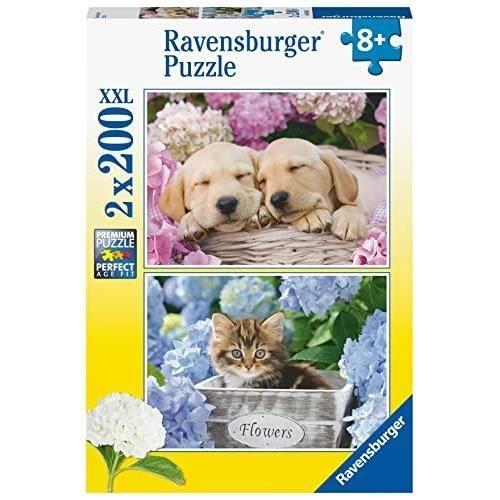Puzzle - RAVENSBURGER - Chiens et Chaton - 2x200 pièces - Pour enfants à partir de 8 ans - Éducatif et ludique