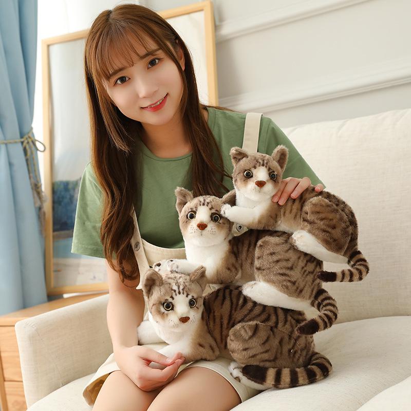 Realistic Plush Cat Figurine Toy
