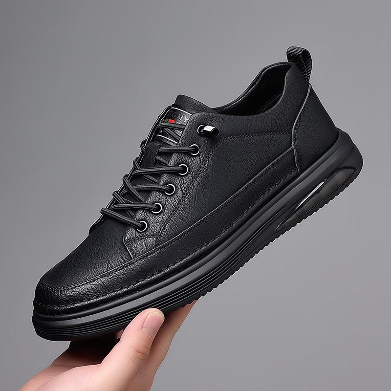 Low-top men's shoes low-top lace-up trend board shoes cowhide four-season shoes trendy shoes casual leather shoes 2025