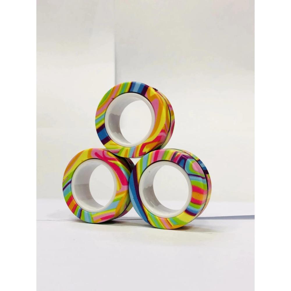 3 adet Parmak Manyetik Yüzük Renkli Fidget Oyuncak Seti Yetişkin Mıknatıslı Dönen Yüzükler Stres Azaltma Anksiyete Giderme Terapisi