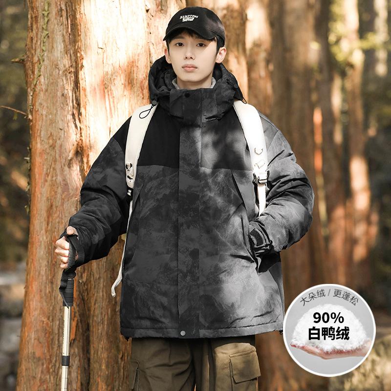 

Men s Windproof Down Jackets for Couples, Korean Style Sports and Leisure Trendy Down Warm Loose Tops for Men and Women 5XL
