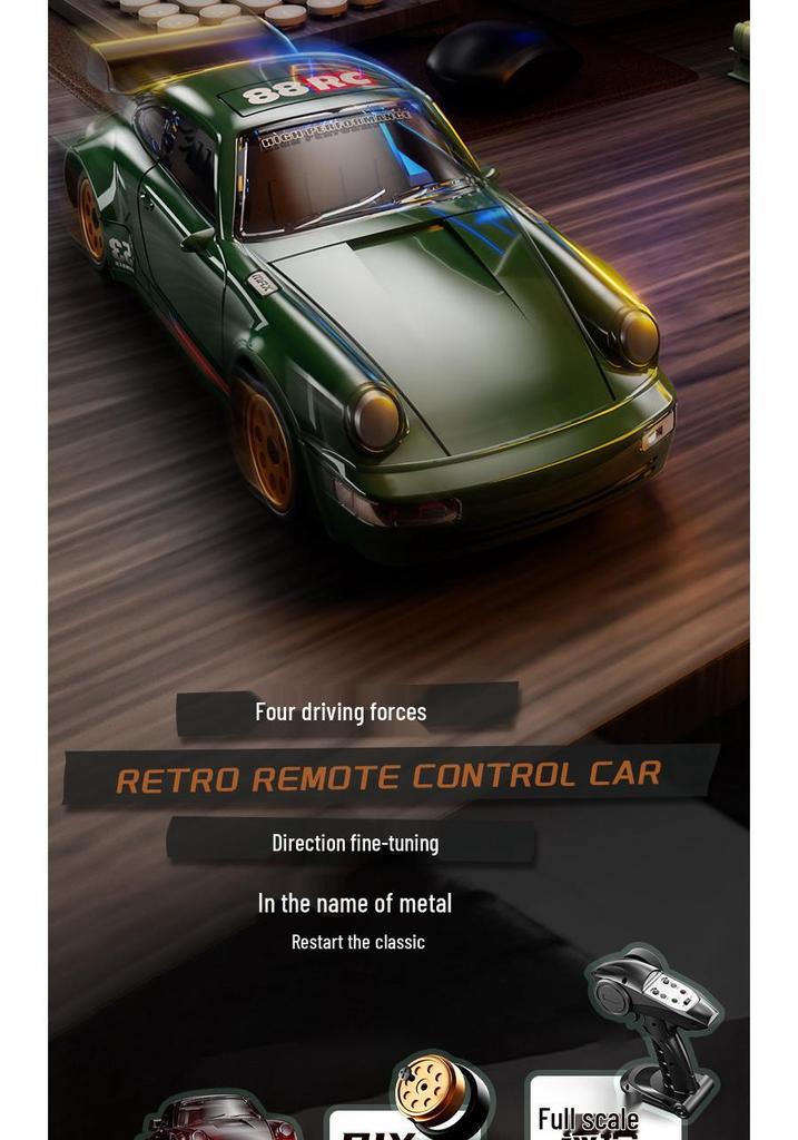 1:43 Alloy Drift RC Car - Gyroscope, Double Doors, 2.4G Remote Control, Full Throttle & Steering, Lights