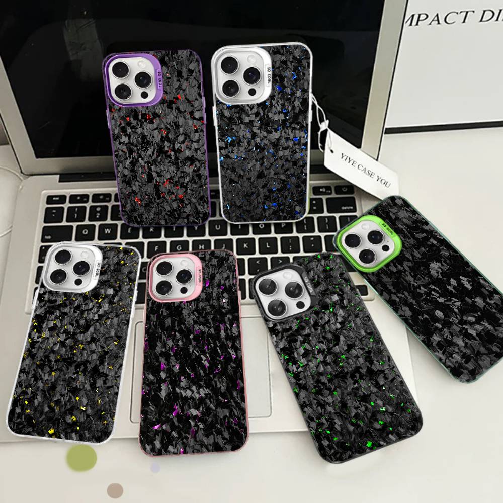 Geschmiedete Carbon Fundas Handyhülle Für IPhone 17 16 15 14 11 12 13 Pro Max Pro Plus Farbige Silberne Abdeckung