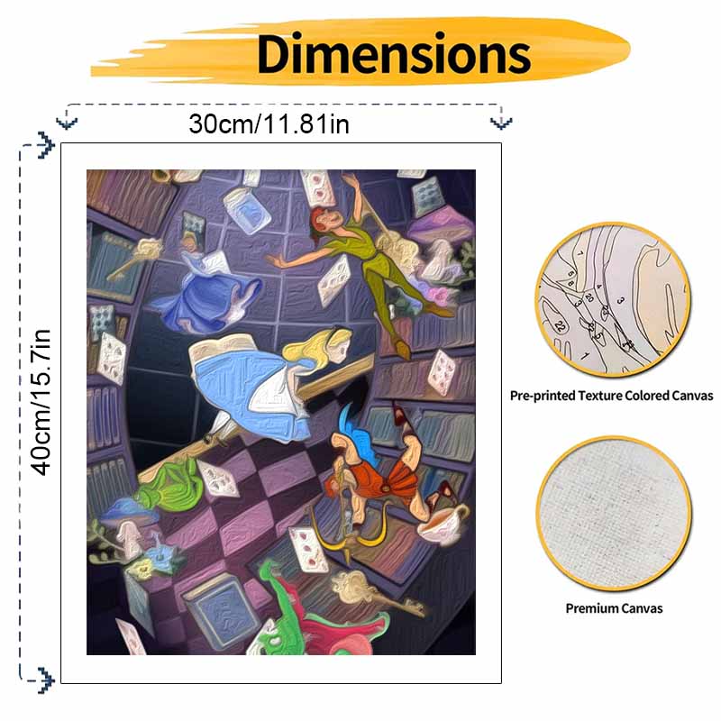 Disney Oil Painting Kit Canvas AlicePeterPanHercules DIY Home Decor Gift