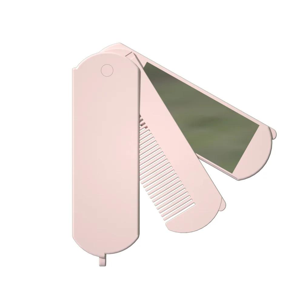1pc Portable Folding Mirror 3-in-1 Mini Vanity Mirror Makeup Mirror Makeup Comb Send A Gift To Your Girlfriend Hair Comb