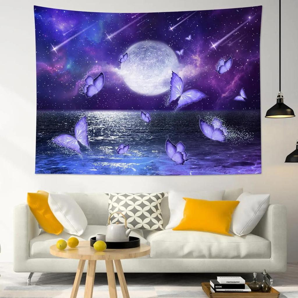 Butterfly Wall Hanging Spring Plant Floral Butterfly Tapestry for Living Room Party Beach Picnic Blankets Tablecloths Wall Decor