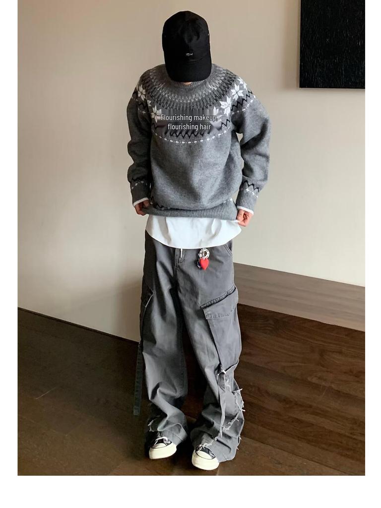 Unisex Japanese Retro Fair Isle Knit Sweater - Autumn/Winter 2026 Collection