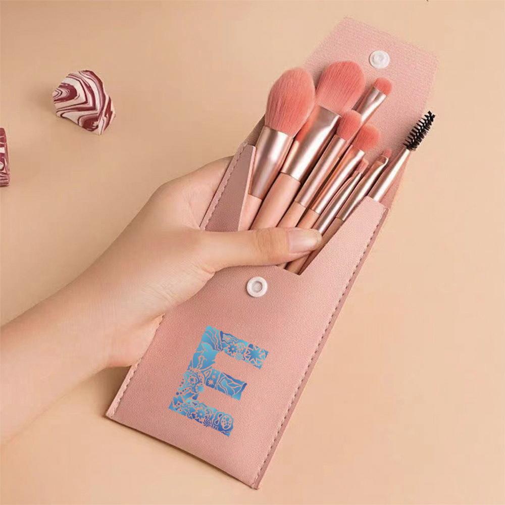 8Pcs Pink Makeup Brushes Set Professional Eyeshadow Brushes With Portable Case For Travel Engrave Image Pattern