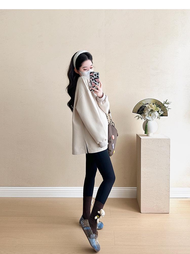 Plus Size Maternity Sweatshirt Set: Medium-Length, Loose Fit for Spring & Autumn