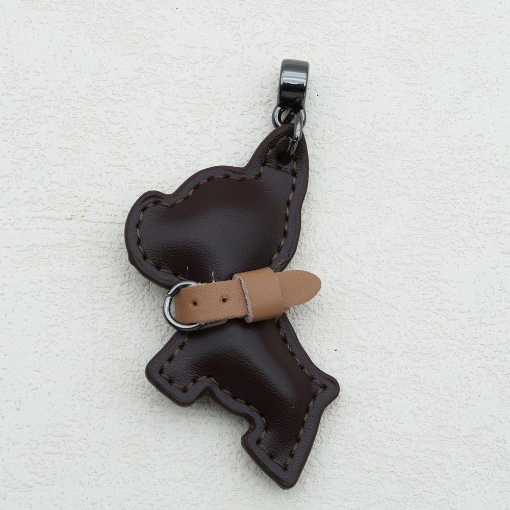 Handmade French Bulldog Genuine Leather Keychain with Anti-Lost Woven Rope Lanyard.
