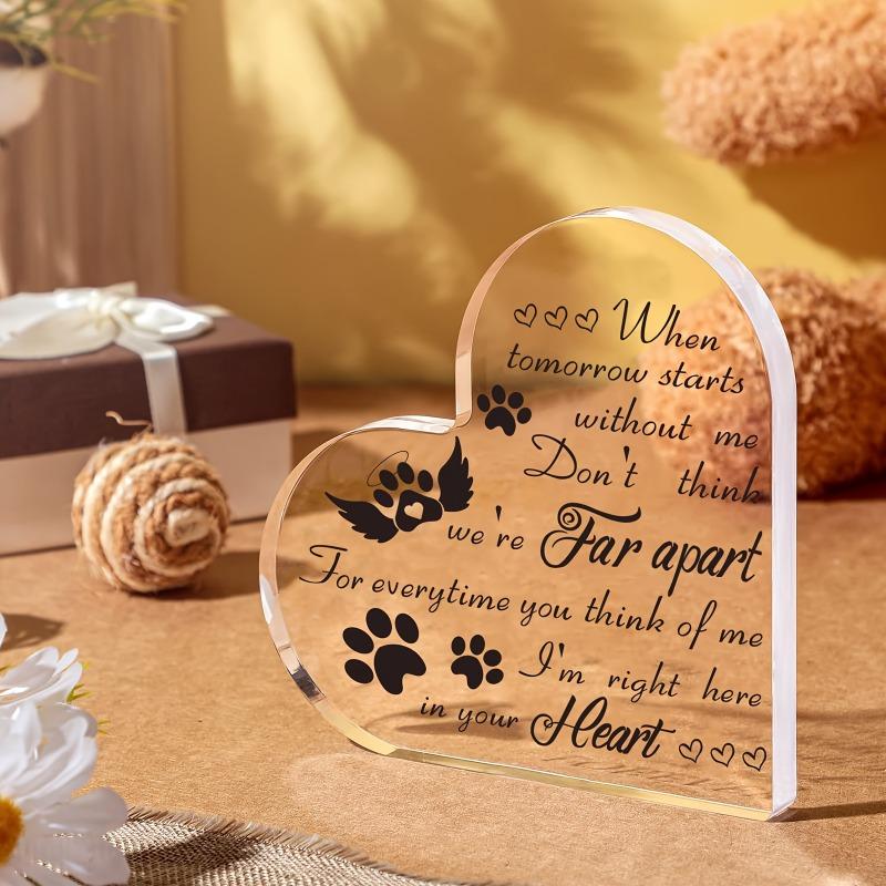 2D Flat Heart-Shaped Acrylic Pet Memorial Desktop Decoration, Home Decor Plaque Hanging Wall Art Decorative Garden Decoration for Room Door Signs Hang