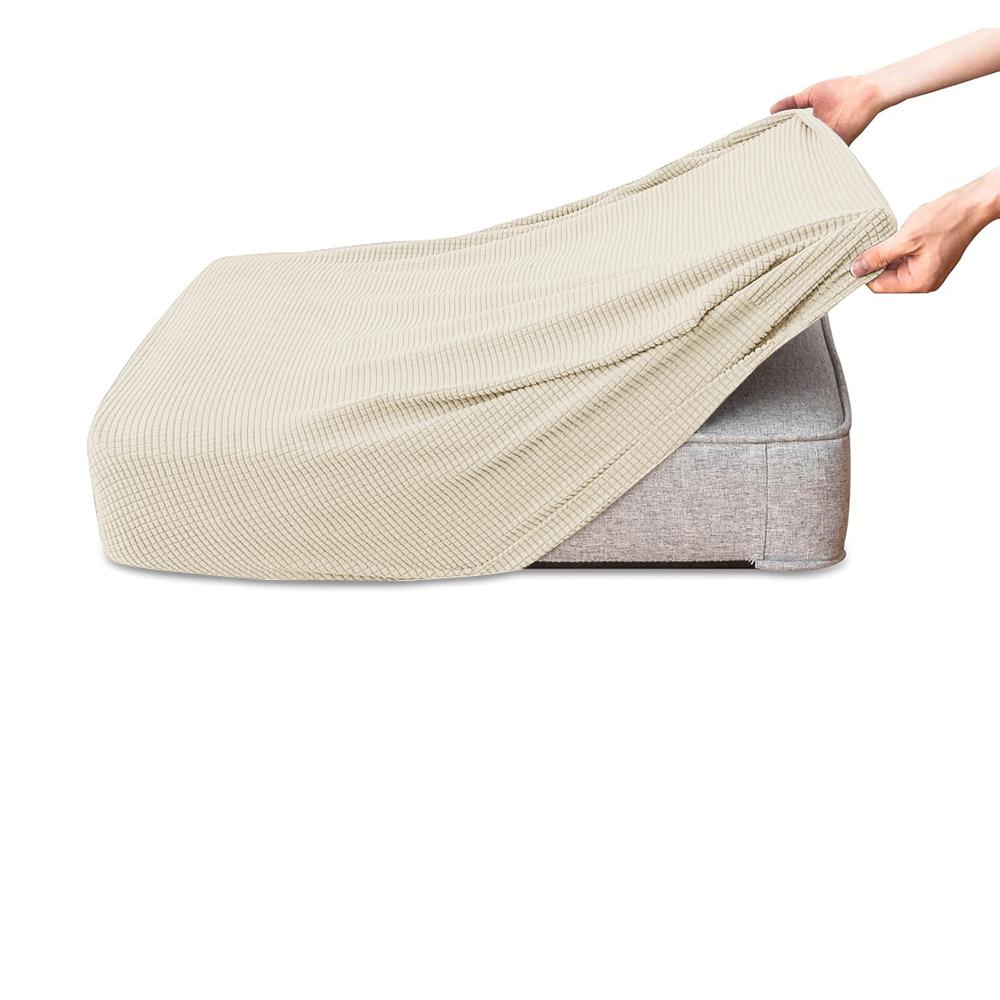 

Waffle Jacquard Sofa Covers Polar Fleece Stretch Fabric Sofa Seat Cushion Cover Solid Color Sectional Sofa Case Living Room Home Normal Size (S)-1pc