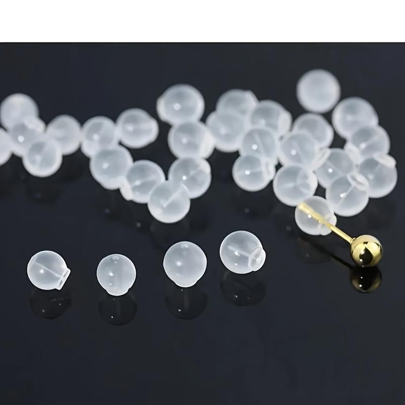 100PCS Comfortable Silicone Stud Earrings Back Buckle, Transparent Round Light Bulb Shape Ear Plug Non-irritating and Hypoallergenic