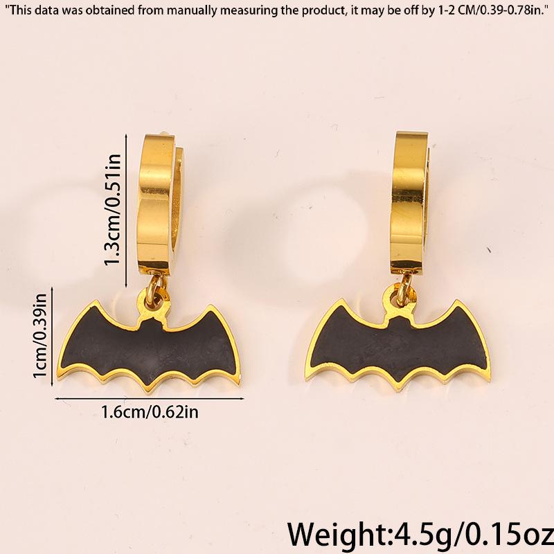 Titanium and Steel Earrings - Halloween Style Earrings - Pumpkin Head Witch-style Vintage Earrings