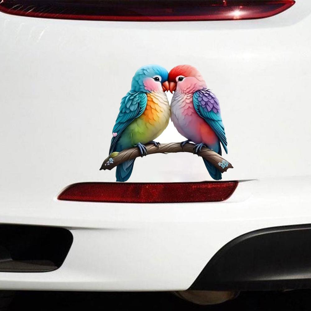 QT2026#15cm Cute Love Birds Self-Adhesive Vinyl Decal, Used for Car Windows, Bumper, Laptops, Waterproof Exterior Car Accessories