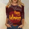2024 New Women's Halloween Long Sleeve T-Shirt Spider Web Print Round Neck Casual Basic Loose Ladies Designer Tops