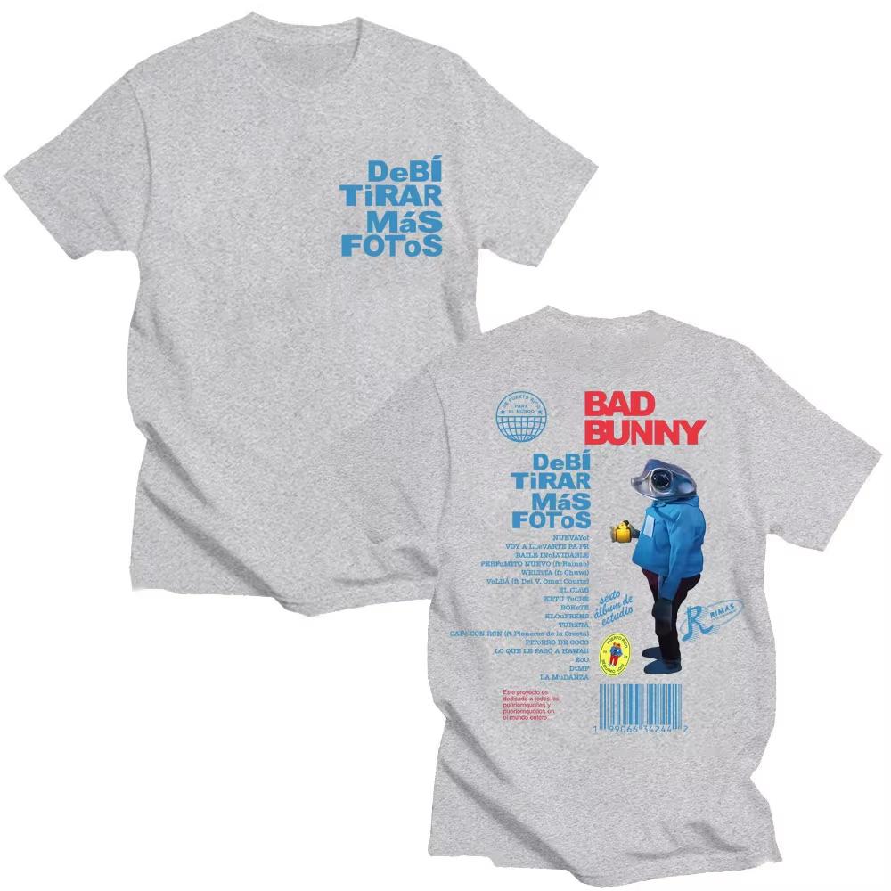 Rapper Bad Bunny Debi Tirar Fotos T-Shirt Herren Damen Mode Hip Hop Beliebte T-Shirts Lockeres Baumwoll-T-Shirt Fan-Geschenke