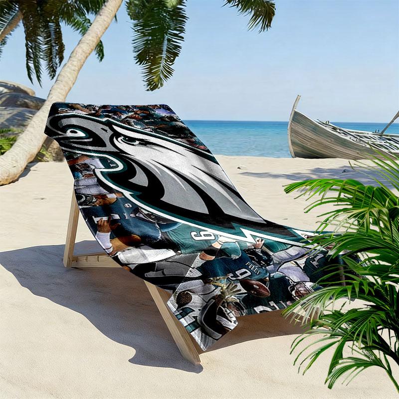 PHI Eagles Spieler Druck Strandtuch, Großes Weiches Schnelltrocknendes Handtuch für Strand Camping Schwimmen