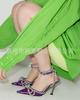 European and American bow rhinestone high-heeled sandals transparent pointed thin heel bag head high-heeled shoes fashionable and versatile customizat