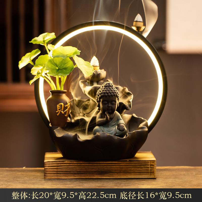 

Светильник Роскошный Новый Будда Рука Противоток Курильница Светодиодная Лампа Кольцо Украшения Дома Фиолетовый Песок Дзен Курильница Благовония Стол Для Благовоний