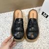 2025 New Thick-soled Heightening Half-slippers Women's Summer Outer Wear Hollowed-out One-pedal Roman Bag Head Sandals Woven Slippers