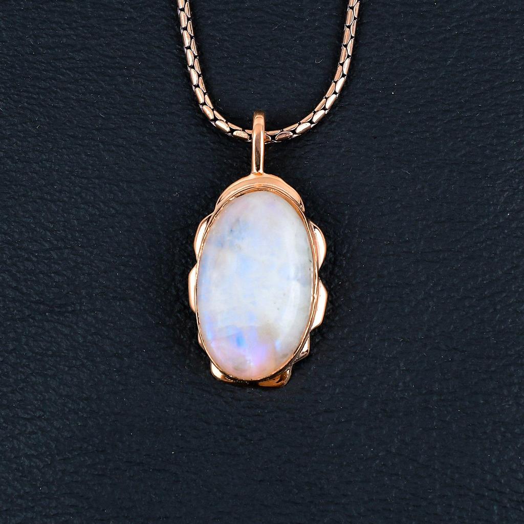 Rainbow Moonstone Gemstone Copper Handmade Jewelry Pendant For Women