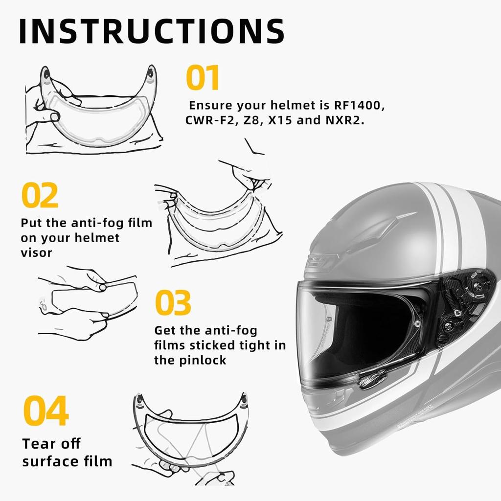 Soman RF-1400 Helmet Anti-fog Films, CWR-F2 Helmet Anti-fog Stickers Compatible with RF-1400 CWR-F2 Z8 X15 NXR2