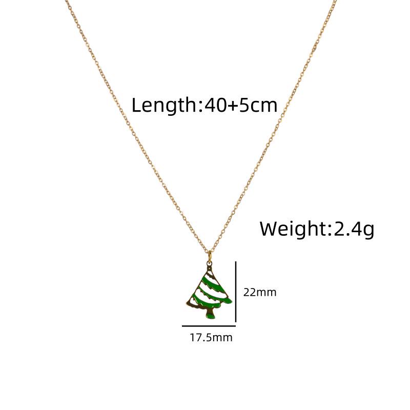 Titanium Steel 14K Gold Santa Claus Pendant Necklace - Cute Cartoon Christmas Series