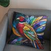 2D Stained Glass Style Pheasant-Printed Pattern Cushion Cover Suitable For Sofa Bedroom Car Pillow Cover
